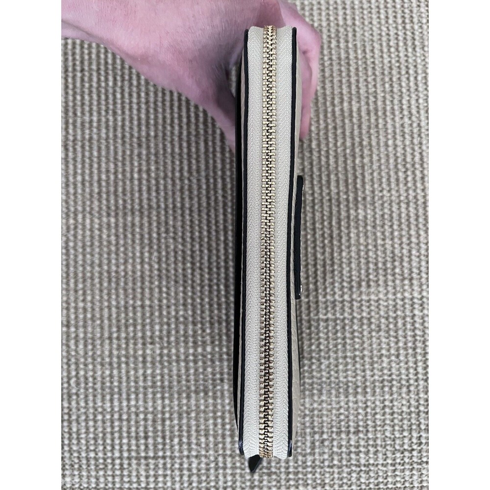 NEW Kate Spade Grove Court Lacey Zippy Zip Around Wallet Bag Ivory Pearl Black 2 - Picture 3 of 12
